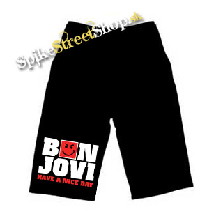 Kraťasy BON JOVI - Have A Nice Day - Ľahké sieťované čierne letné šortky
