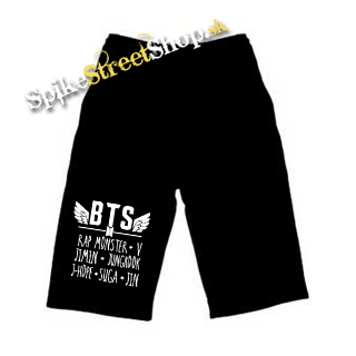 Kraťasy BTS - BANGTAN BOYS - Logo And Names - Ľahké sieťované čierne šortky