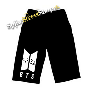 Kraťasy BTS - Emoji BT21 Logo - Ľahké sieťované čierne letné šortky