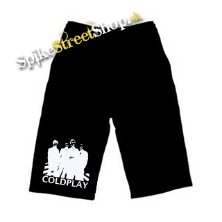 Kraťasy COLDPLAY - Logo & Band - Ľahké sieťované čierne letné šortky