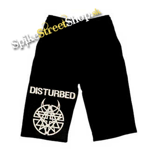 Kraťasy DISTURBED - Logo - Ľahké sieťované čierne letné šortky