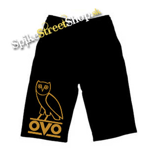 Kraťasy DRAKE - Gold OVO Logo - Ľahké sieťované čierne letné šortky
