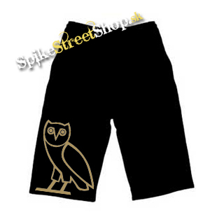 Kraťasy DRAKE - Owl Symbol - Ľahké sieťované čierne letné šortky