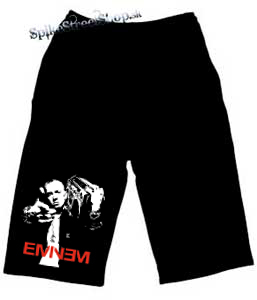 Kraťasy EMINEM - Logo & Portrait - Ľahké sieťované čierne letné šortky