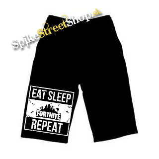 Kraťasy FORTNITE - Eat, Sleep, Repeat - Ľahké sieťované čierne letné šortky