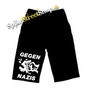 Kraťasy GEGEN NAZIS - Ľahké sieťované čierne letné šortky