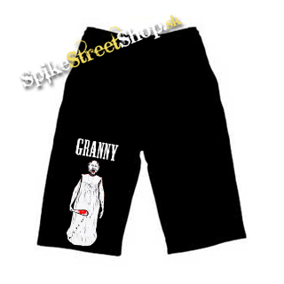 Kraťasy GRANNY HORROR VILLAGE - Logo & Portrait - Ľahké sieťované čierne šortky