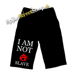 Kraťasy I AM NOT A SLAVE - Red A  - Ľahké sieťované čierne letné šortky