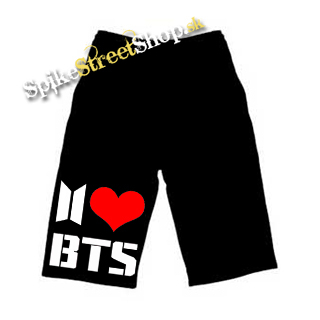 Kraťasy I LOVE BTS 1  - Ľahké sieťované čierne letné šortky