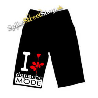 Kraťasy I LOVE DEPECHE MODE  - Ľahké sieťované čierne letné šortky