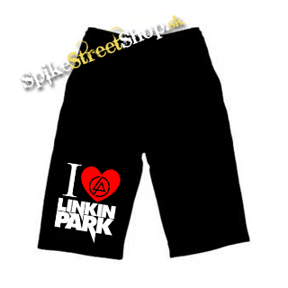 Kraťasy I LOVE LINKIN PARK - Ľahké sieťované čierne letné šortky