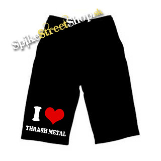 Kraťasy I LOVE THRASH METAL - Ľahké sieťované čierne letné šortky