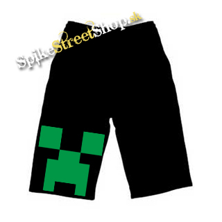 Kraťasy MINECRAFT - Green Creeper - Ľahké sieťované čierne letné šortky