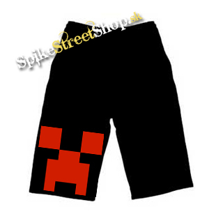 Kraťasy MINECRAFT - Red Creeper - Ľahké sieťované čierne letné šortky