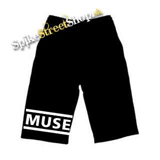 Kraťasy MUSE - Logo - Ľahké sieťované čierne letné šortky