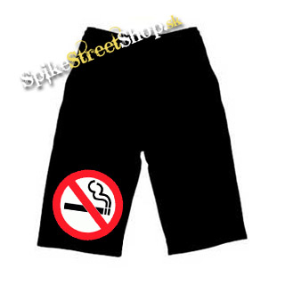Kraťasy NO SMOKING - Ľahké sieťované čierne letné šortky