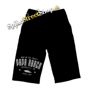 Kraťasy PAPA ROACH - Vacaville since 1993 - Ľahké sieťované čierne letné šortky