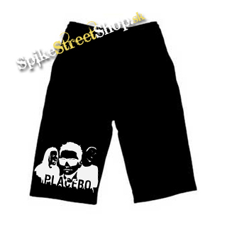 Kraťasy PLACEBO - Logo & Band - Voľné sieťované čierne letné šortky