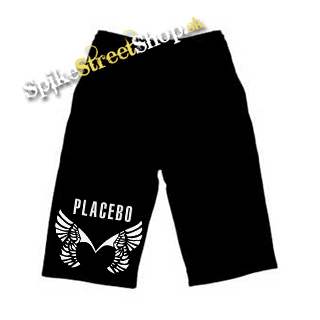 Kraťasy PLACEBO - Wings Logo - Voľné sieťované čierne letné šortky