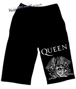Kraťasy QUEEN - Logo - Voľné sieťované čierne letné šortky