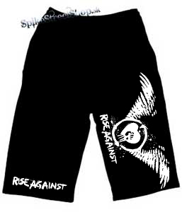 Kraťasy RISE AGAINST - Wings Logo - Voľné sieťované čierne letné šortky