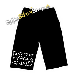 Kraťasy ROCK BAND - Logo - Voľné sieťované čierne letné šortky
