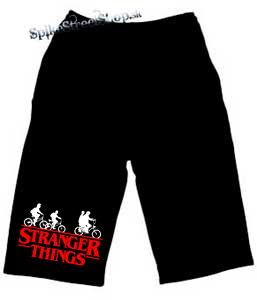 Kraťasy STRANGER THINGS - Bicycle Gang - Voľné sieťované čierne letné šortky