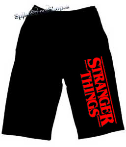 Kraťasy STRANGER THINGS - Red Logo - Voľné sieťované čierne letné šortky