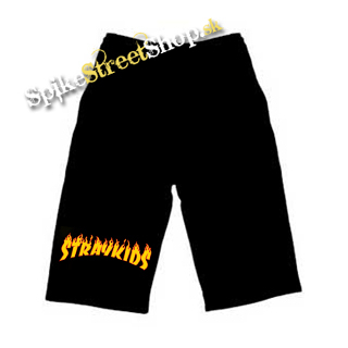 Kraťasy STRAY KIDS - Logo Flame - Voľné sieťované čierne letné šortky