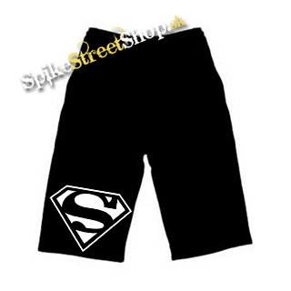 Kraťasy SUPERMAN - White Logo - Voľné sieťované čierne letné šortky