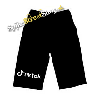 Kraťasy TIK TOK - Logo - Voľné sieťované čierne letné šortky
