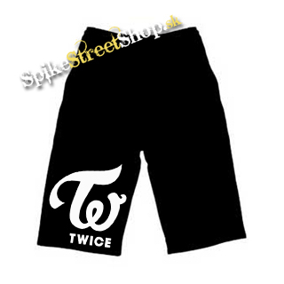 Kraťasy TWICE - Logo - Voľné sieťované čierne letné šortky