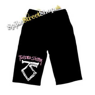 Kraťasy TWISTED SISTER - Logo - Voľné sieťované čierne letné šortky