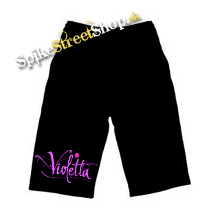 Kraťasy VIOLETTA - Logo - Voľné sieťované čierne letné šortky