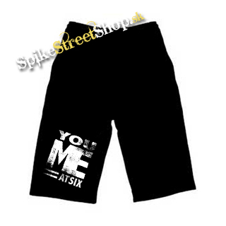 Kraťasy YOU ME AT SIX - Logo 2 - Voľné sieťované čierne letné šortky
