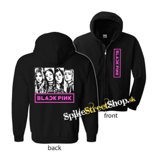 BLACKPINK - Logo And Band - čierna detská mikina na zips