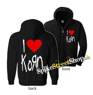 I LOVE KORN - čierna detská mikina na zips