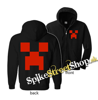 MINECRAFT - Creeper Red - čierna detská mikina na zips