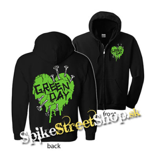 GREEN DAY - Green Heart - čierna detská mikina na zips