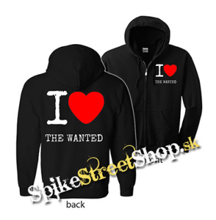 I LOVE THE WANTED - čierna detská mikina na zips