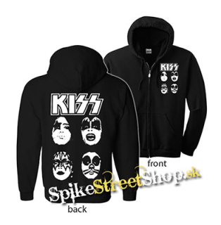 KISS - Band Four Faces - čierna detská mikina na zips