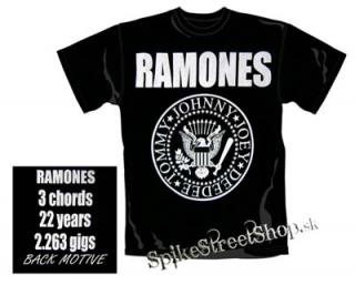 RAMONES - White Logo - čierne pánske tričko