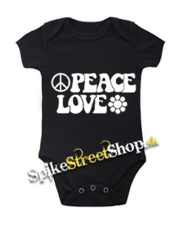 PEACE LOVE - čierne detské body