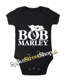 BOB MARLEY - Logo & Flag - čierne detské body