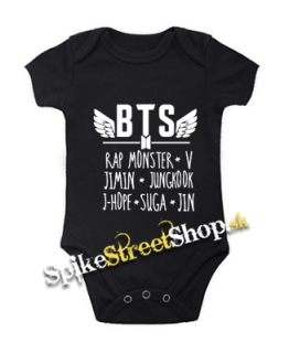 BTS - BANGTAN BOYS - Logo And Names - čierne detské body