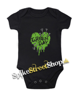 GREEN DAY - Green Heart - čierne detské body