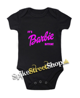 ITS BARBIE BITCH - Logo Ružové - čierne detské body