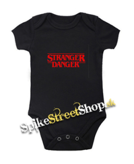 STRANGER DANGER - Red Logo - čierne detské body