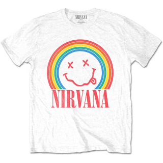 NIRVANA - Smiley Rainbow - biele pánske tričko
