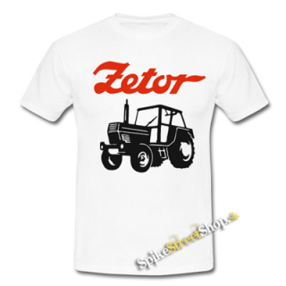 ZETOR - Červené logo a traktor - biele pánske tričko